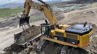 Caterpillar 390D Excavator Loading Man & Mercedes Trucks - Pyramis Ate