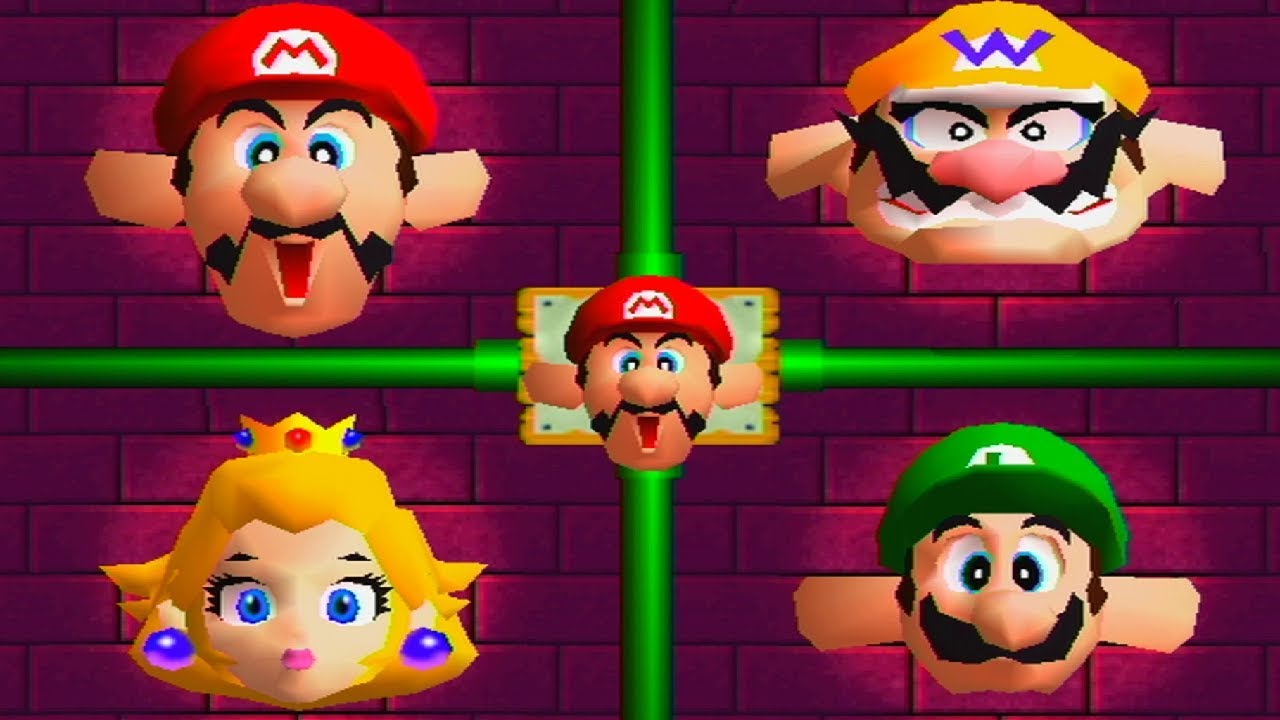 Mario Party 2 - MiniGames - Mario vs Luigi vs Wario vs Peach