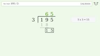 195/3 Long Division — Step-by-Step | Tiger Algebra Solver