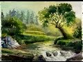 Watercolor painting : Sunshine on the Forest Stream