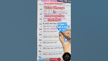 Voice Change in Interrogative Sentences #voicechange #grammar#shorts#duffanddutt2025 #class7