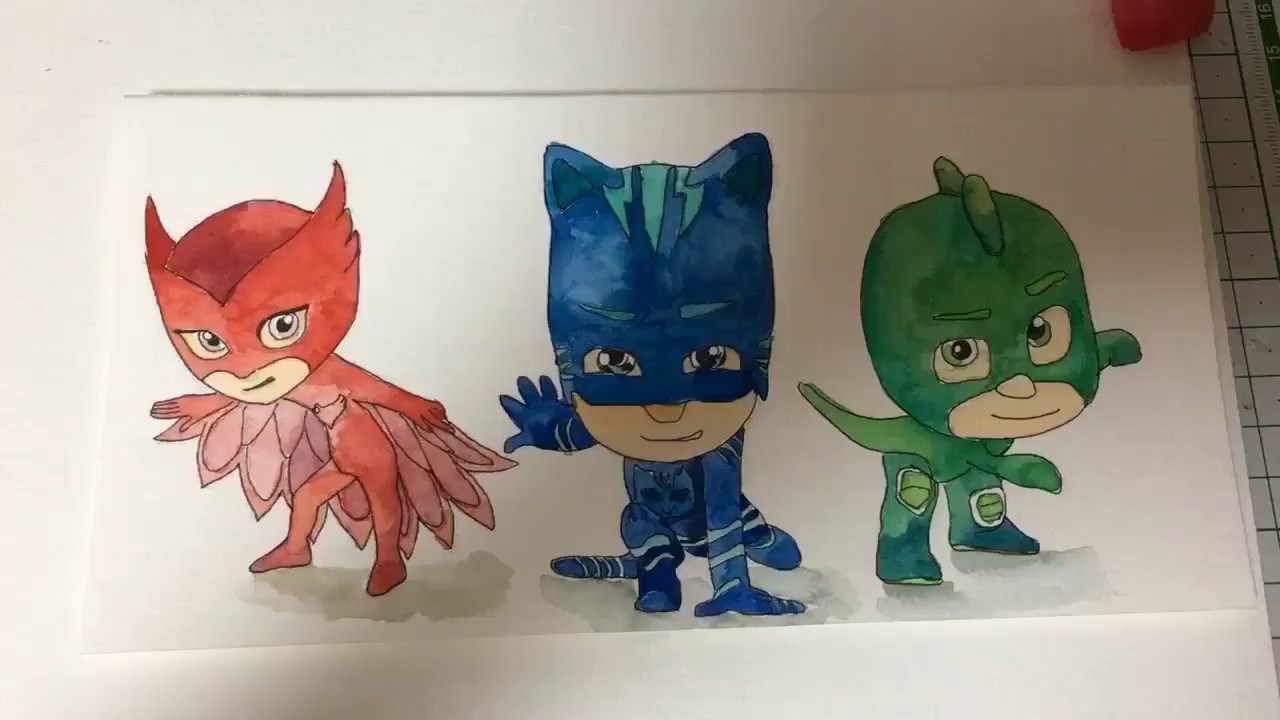 how to draw PJ MASKS | PJ Masks coloringpage | for children - YouTube