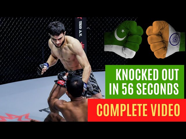 Pakistani ufc fighter knocked indian in 56 seconds | Ahmed Mujtaba Knocked Rahul Raju | Video class=