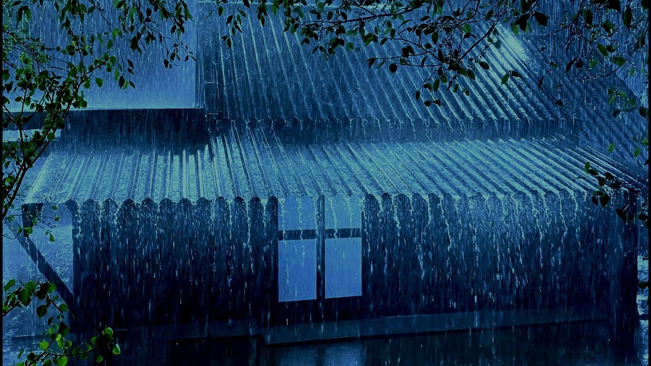 Cozy Rainy Night Ambience • Heavy Rain Sounds on Roof for Insomnia & Sleep