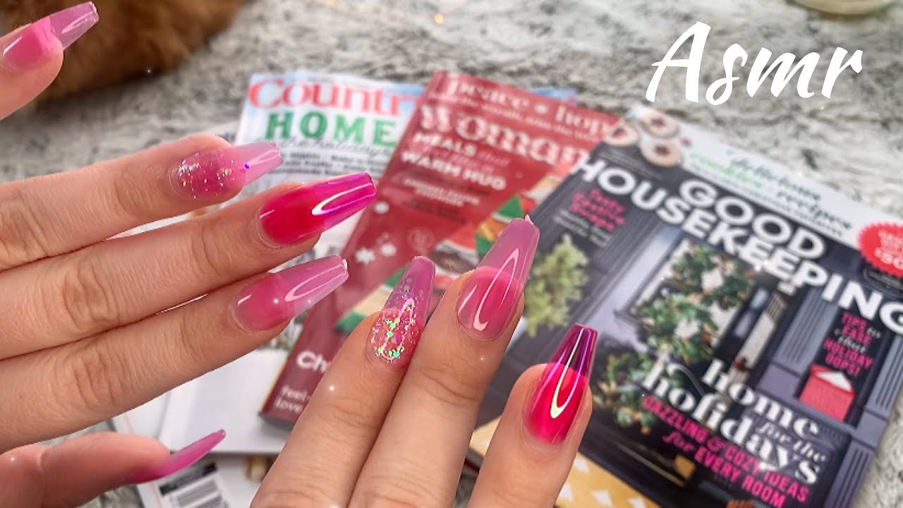 ASMR | Crinkly magazines with long nails ✨ (crinkles, page turning, tapping & more)