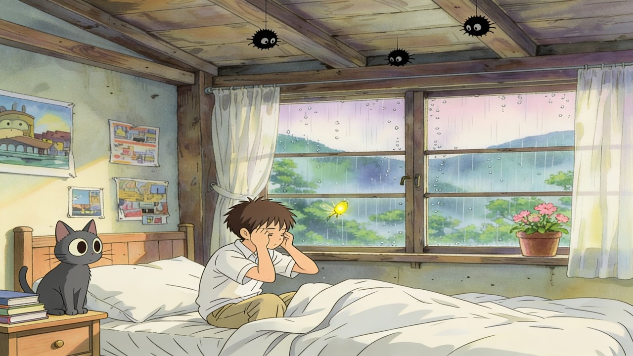 A Rainy Day Adventure: Ghibli-Style Story of a Boy's Unexpected Fun in ...