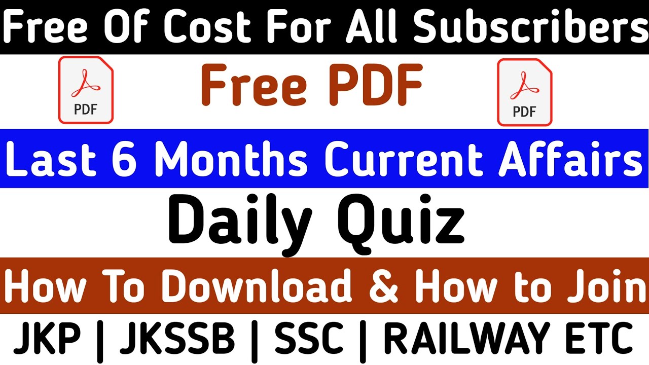Free PDF 6 Months Current Affairs | How to join Daily Quiz | Subscribe Xmart smile Youtube channel