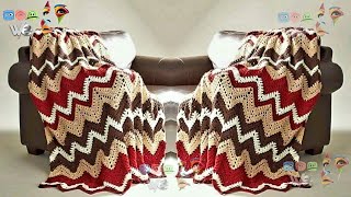 مفرش سرير بغرزة زجزاج مميزه وسهله بالكروشيه Bedspread with a distinctive zigzag stitch crochet