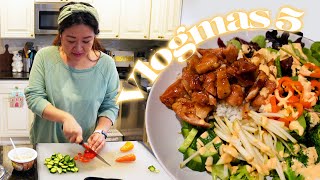 Cooking for a friend (chicken teriyaki rice bowls) | Vlogmas 5 - Chef Julie Yoon