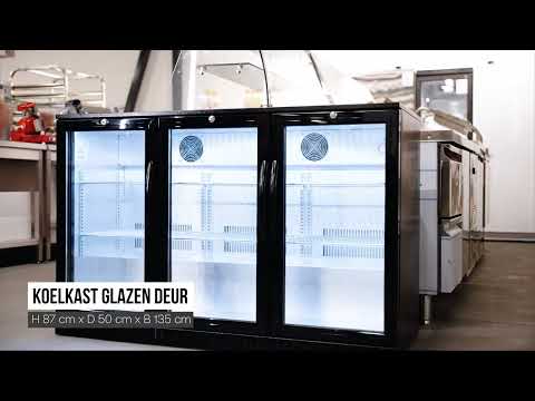 Koelkast glazen deur - 320 Liter - 3 deurs - Zwart - G-Line