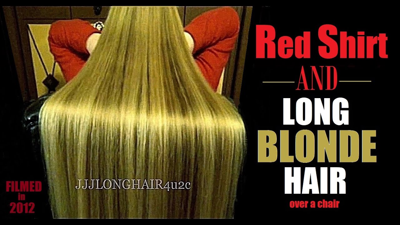 Red Shirt & Long Blonde Hair over chair😊 filmed in 2012!