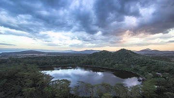Radian rotating timelapse sunset over Crater Lake, Kenya
