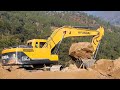 Excavator Lifting Heavy Rock - 220 Excavator Power - Building Hilly Road - Excavator VS Heavy Stone