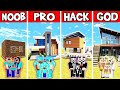 FAMILY MODERN BEACH HOUSE BUILD CHALLENGE - NOOB vs PRO vs HACKER vs GOD in Minecraft