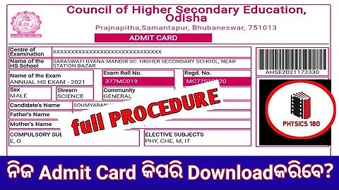 Step by step process to download CHSE ADMIT card (regular/exregular/compartment)#physics180