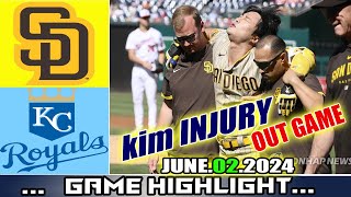 SD Padres Vs. KC Royals GAME FULL INNING (KIM  INJURY) HIGHLIGHTS (JUNE,02/24) | MLB Season 2024