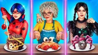 Grandma Vs Ladybug Vs Wednesday Cooking Challenge Kitchen Hacks 