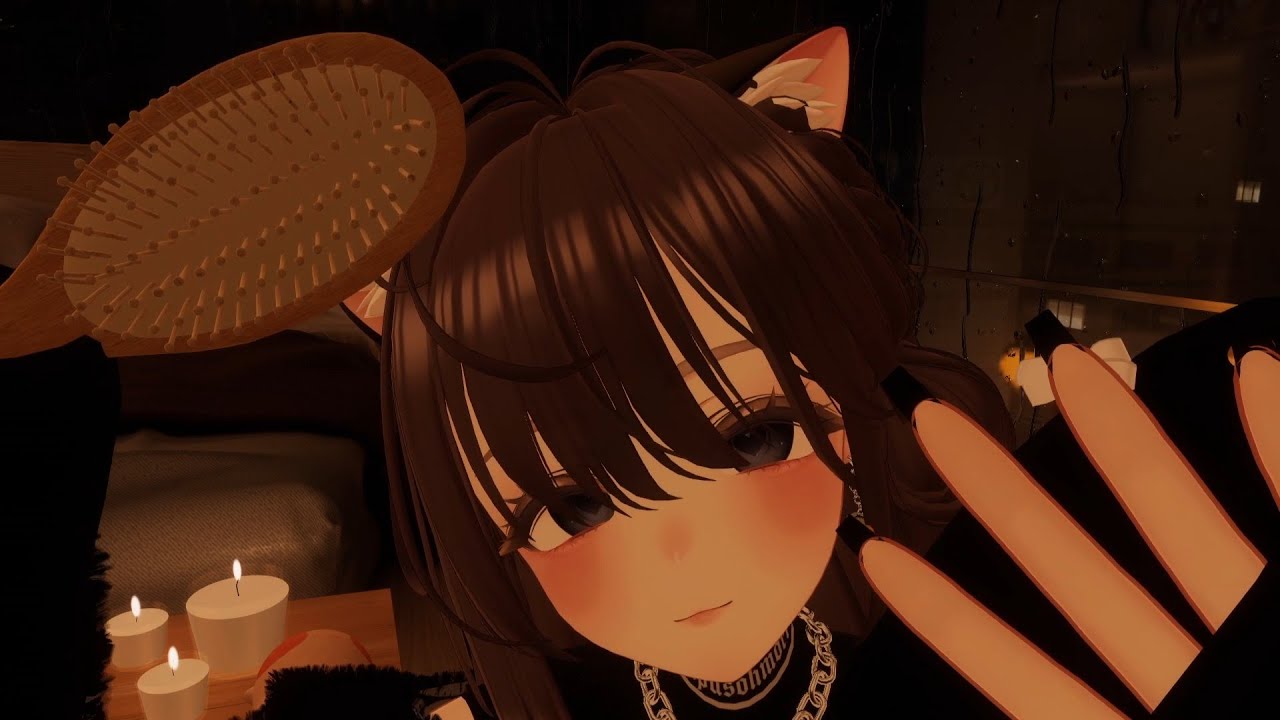 ASMR sleepover hair play [3D ENVTUBER]