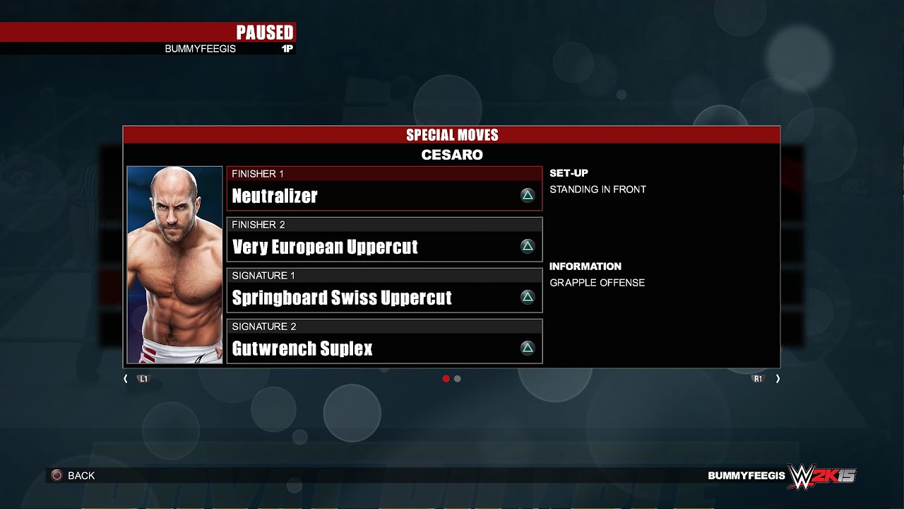 WWE2K15 Специальные приемы Сезаро
