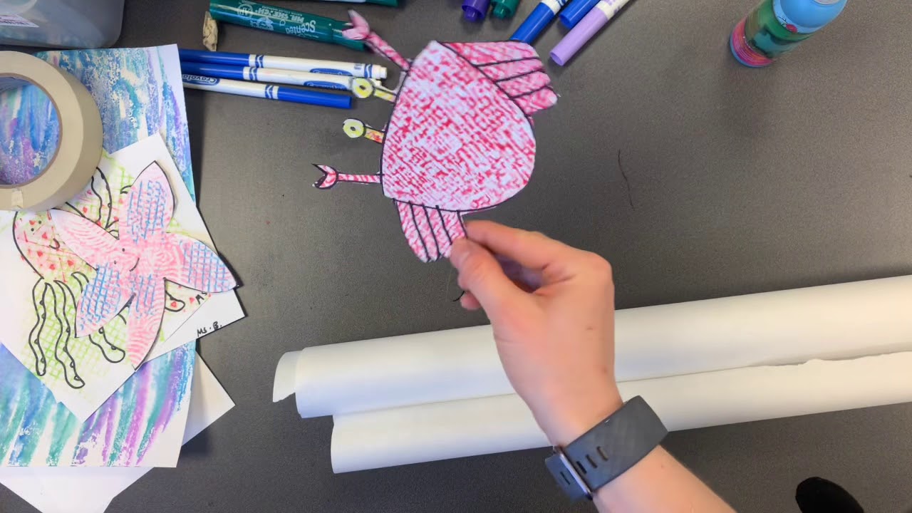Sea creatures printmaking - YouTube