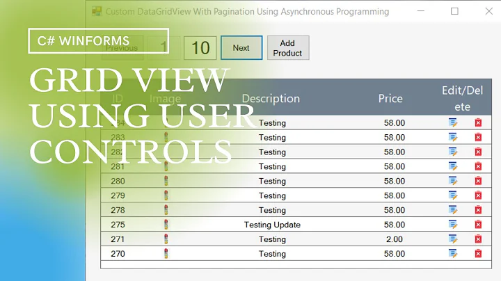 Data Grid View Using Custom User Controls | C# Winforms