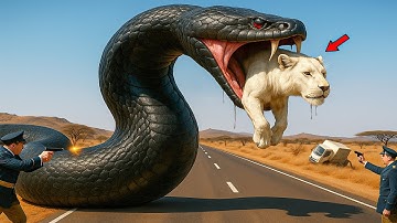 Brave Heroes Save Careless Mother Lion from Giant Python Attack After a Traffic Accident🐍