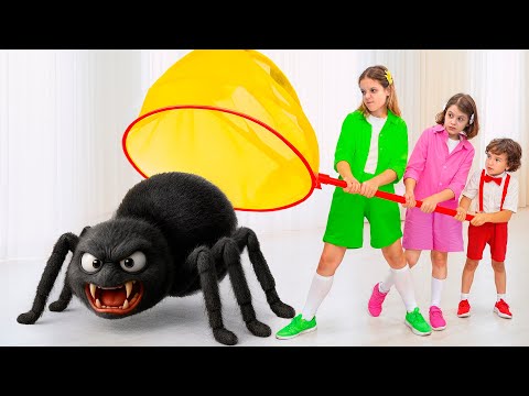 Eva and Friends catching Giant Bugs at home