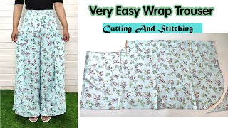 Wrap Trouser Cutting And Stitching | Very Easy | Palazzo | English Subtitles | Stitch By Stitch