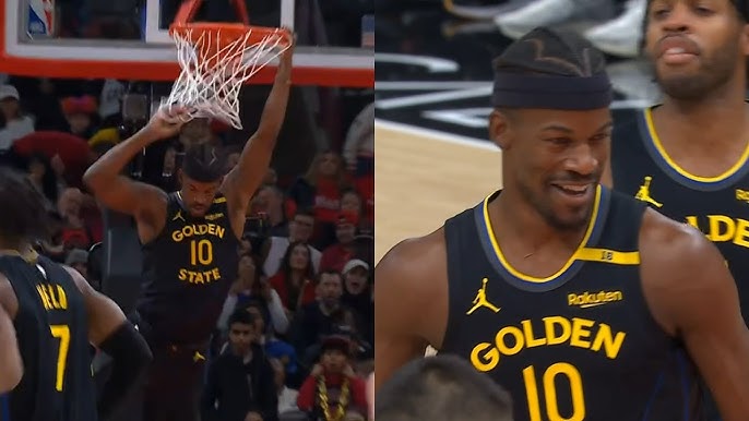 Jimmy Butler first bucket in Warriors debut is dunk off alley oop from  Buddy Hield - YouTube