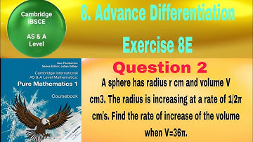 A sphere has radius r cm and volume V cm3. The radius is increasing at a rate of 1/2π cm/s. Find the