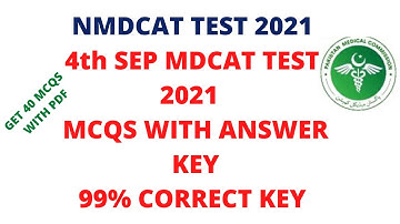 4th September mdcat test with key and explaination| Mdcat today test|