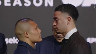 HEATED ISAAC PITBULL CRUZ VS RAYO VALENZUELA FACE OFF! BOTH FIGHTERS MEAN MUG EACH OTHER! by Little Giant Boxing 1,585 views 2 weeks ago 1 minute, 16 seconds