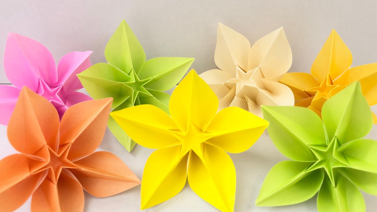 折り紙 スターフルーツを折ってみた Origami Flower Carambola Youtube