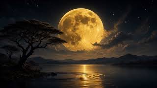 Golden Full Moon Lake Reflection Seamless Loop 4K No Copyright
