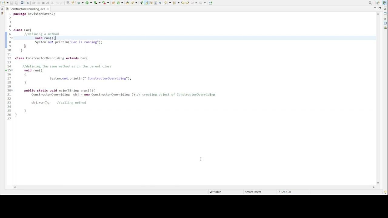 Constructor Overriding Program In Java #75dayshardchallenge 43/75 - YouTube