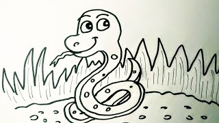 Kolay Yılan Çizimi Nasıl Olur ? How to Draw a Snake ?