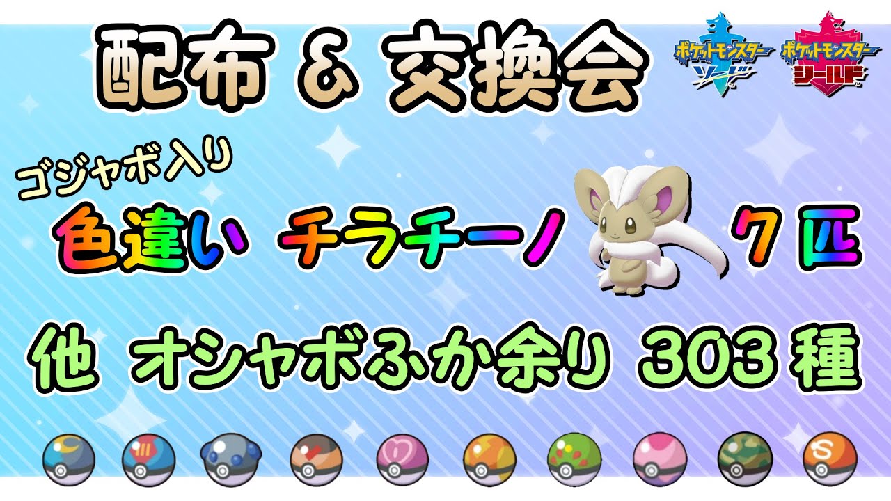 色違いチラチーノ 配布 選べるオシャボ孵化余り 交換会 ポケモン剣盾 Youtube