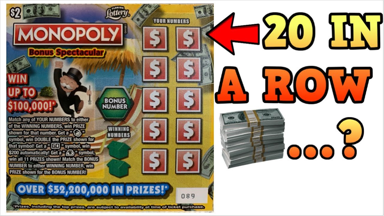 20 Monopoly Scratch Offs in a row ������ 100K Prize Lottery Tickets ������������������ - YouTube
