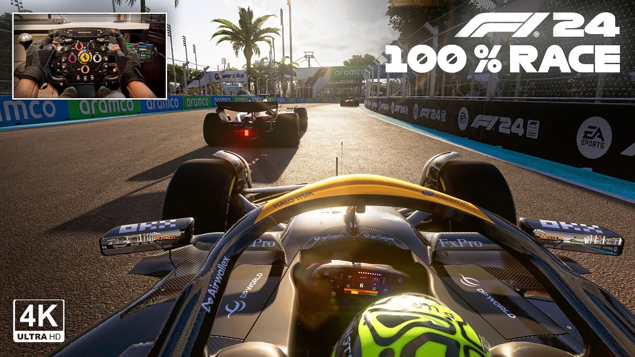 Lando Norris's First F1 Race Win - McLaren MCL38 | Miami GP 100% Race F1 24 Steering Wheel Gameplay