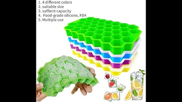Ice Tray Easy Push Pop Out Square Silicon Ice Cubes Tray  Ice Cube Molds with Lid Flexible Tray