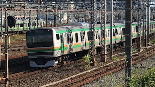 JR京浜東北線各駅停車大宮行き E233系1522A127と横浜線各駅停車橋本行きE233系1651KH009、上野東京ライン普通高崎行きE231系1888ES-03+E231系K-41が走行！