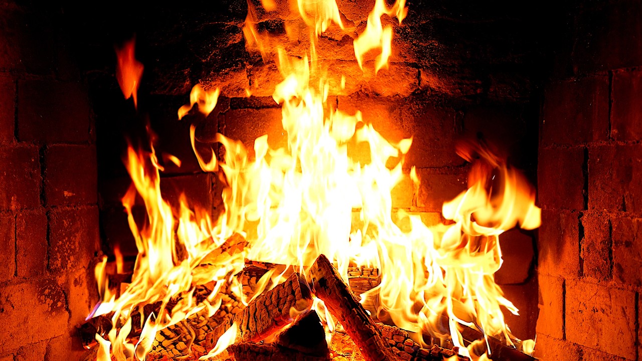 Cozy Fireplace 4K (12 HOURS). Fireplace with Crackling Fire Sounds. Fireplace Ambience