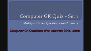 Computer Question Paper With Answers Part - 1 By Bs Infotech