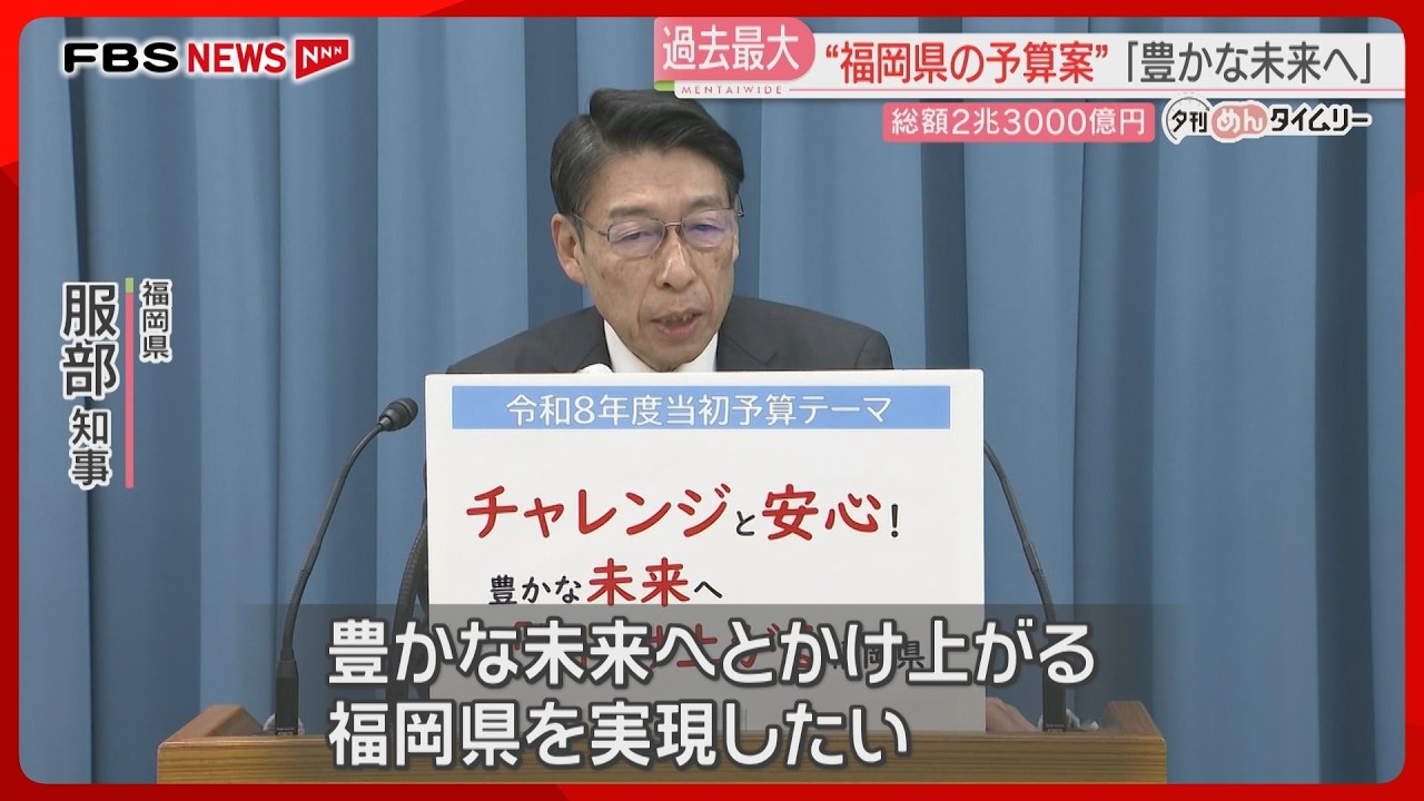 Fukuoka Prefecture budget proposal: Record-high ¥2.3 trillion