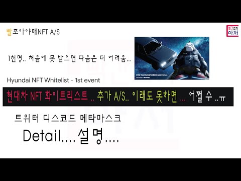   빨조아야매NFT A S 현대차 NFT 트위터 디스코드 메타마스크 이정도로 설명해주었는데 못하면 ㅠㅠ 어쩔수 없다