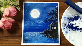 Using new Trick_How to draw a beautiful moonlight scenery_For beginners screenshot 5