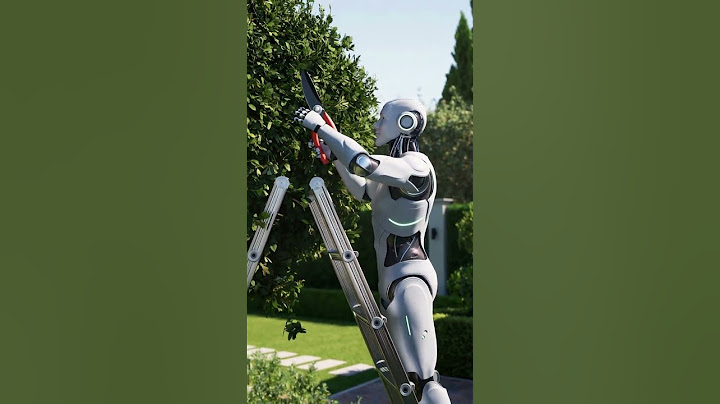 FUTURE ROBOT TRIMMNG A TREE.