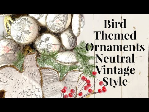 Cottage Christmas Decor for the Tree using Vintage Neutral Colors