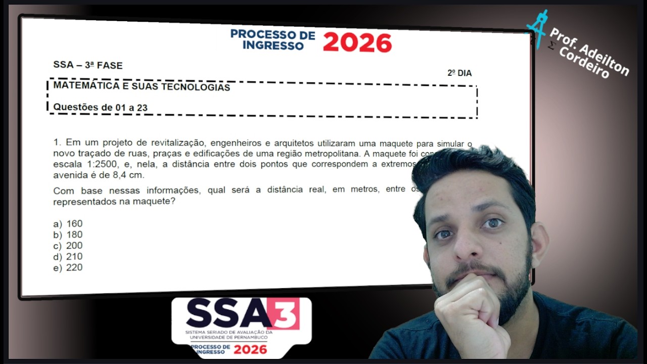 QUESTÃO 01 SSA3 2026 UPE - Escala - Proporção - Regra de três