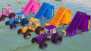 TRANSPORT OF COLORS! LOADING GRASS UNDER WATER WITH BIG WAGON & FIAT TRACTORS! Farming Simulator 19